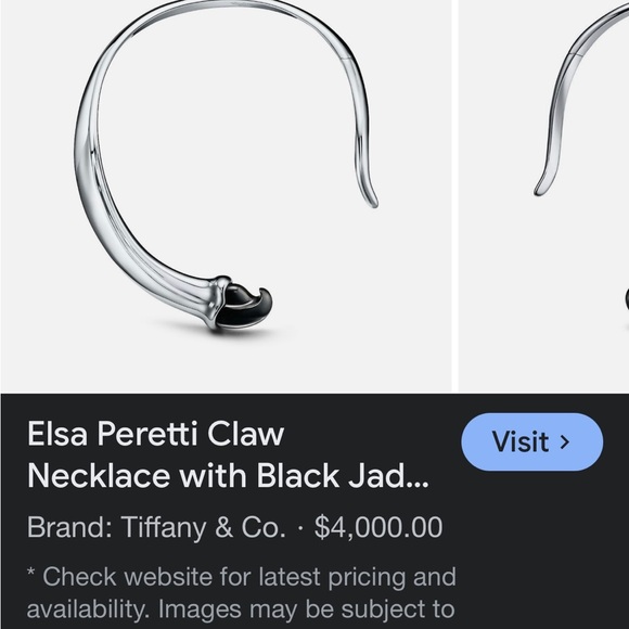 Tiffany & Co. Elsa Peretti RARE Black Jade Claw Necklace Silver AUTHENTICATED! - Picture 9 of 16